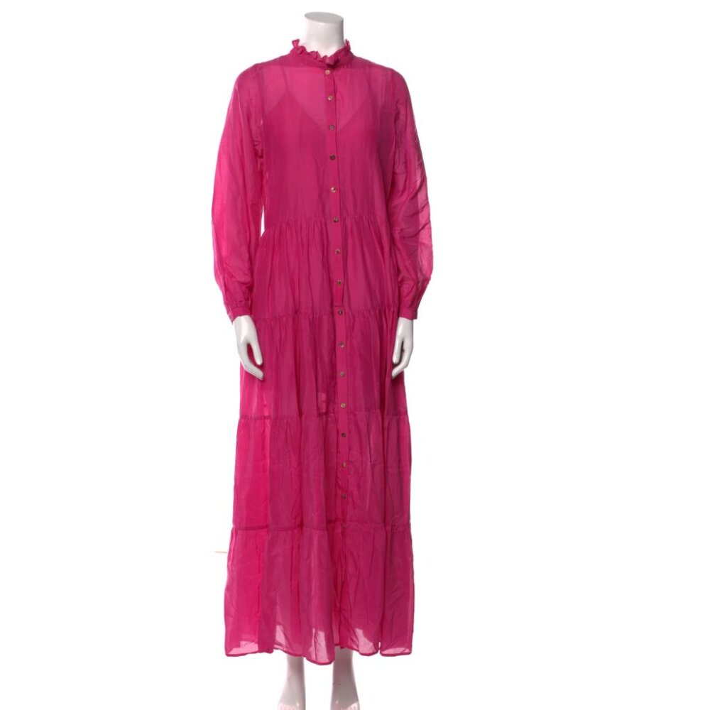 BIRD & KNOLL The Willa Tiered Maxi Shirtdress USA XS fit Small to Medium - Picture 2 of 9
